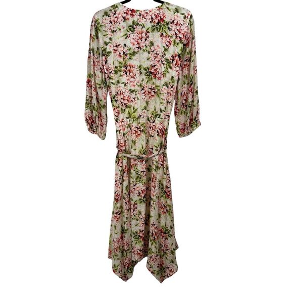 J Jill Womens Midi Dress Floral V Neck Tie Waist Cottagecore‎ Fairy Size M - Picture 3 of 13